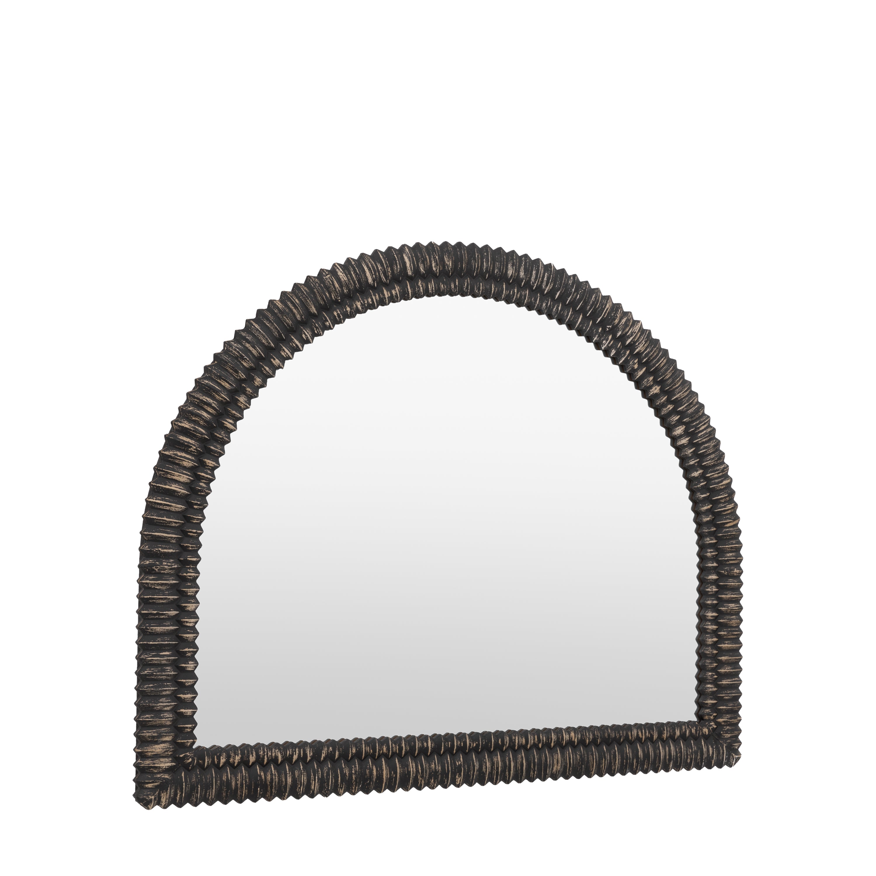 Chambery Arch Black Wash Overmantle Wall Mirror
